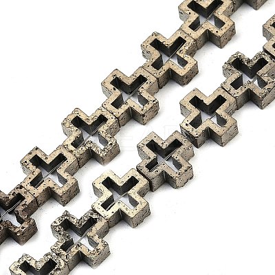 Electroplated Natural Lava Rock Beads Strands G-K388-02G-1