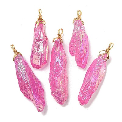 Electroplated Raw Rough Natural Quartz Crystal Big Pendants G-A229-02G-08-1