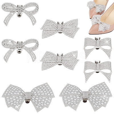 8Pcs 4 Styles Bowknot Alloy Rhinestone Shoe Decorations AJEW-GA0006-99-1