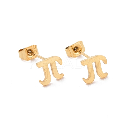 304 Stainless Steel Greek Alphabet Letter π Stud Earrings LS-EJEW-G318-01G-1
