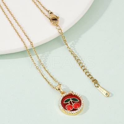 Brass Micro Pave Cubic Zirconia Pendant Neckalces for Women NJEW-C076-01B-G-1