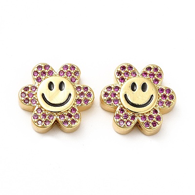 Rack Plating Brass Cubic Zirconia Beads KK-M232-01G-D-1