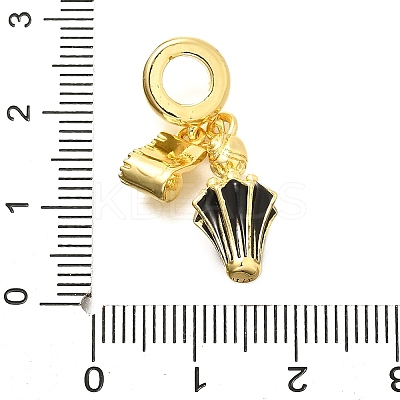 Brass Enamel Badminton European Dangle Charms KK-C087-11G-01-1