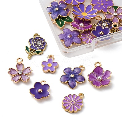 20Pcs 10 Styles Flower Alloy Enamel Pendants ENAM-FP0002-13-1