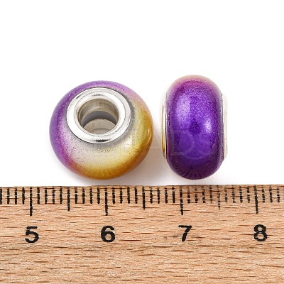 Two Tone Opaque Resin Rondelle European Beads RESI-Z046-02F-1