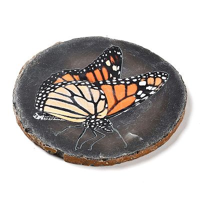 Printed Natural Agate Slice Stone Ornament DJEW-M011-03B-1