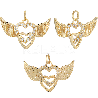 8pcs Brass Micro Pave Cubic Zirconia Pendants KK-BBC0020-22-1