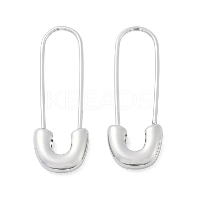 304 Stainless Steel Safety Pin Charm Huggie Hoop Earrings for Women EJEW-C096-41P-1