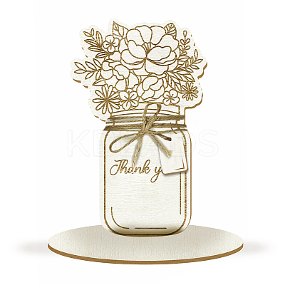 Mother's Day Wood Flower Bouquet Greeting Card AJEW-WH0441-006-1