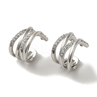 Rack Plating Brass Micro Pave Cubic Zirconia Hoop Earrings EJEW-R162-39P-1