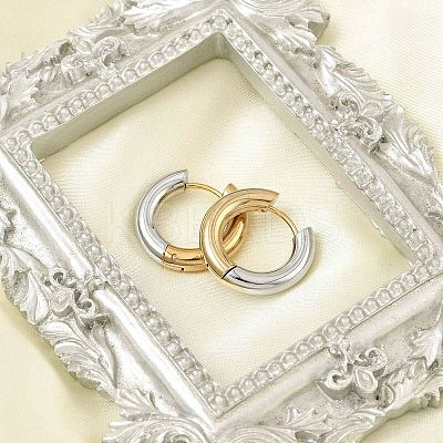 201 Stainless Steel Two Tone Hoop Earrings EJEW-Q002-01G-05-1