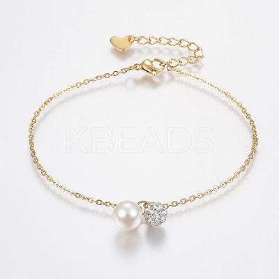 304 Stainless Steel Cable Chain Bracelets BJEW-I243-01G-1