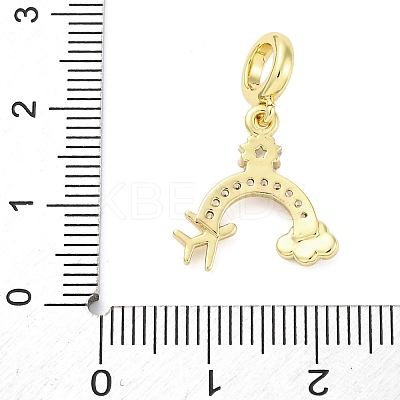 Brass Micro Pave Cubic Zirconia European Dangle Charms KK-D325-09G-1