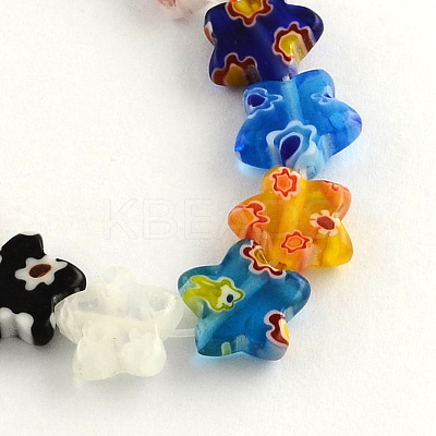 Flower Handmade Millefiori Glass Beads Strands X-LK-R004-33-1