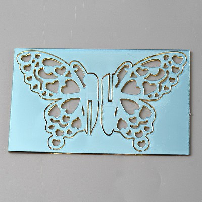 Acrylic Mirror Butterfly Cupcake Toppers FIND-WH0152-208D-1