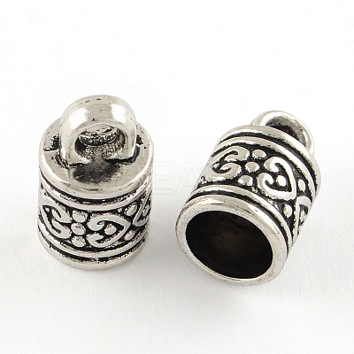 Tibetan Style Column Alloy Cord Ends LS-X-PALLOY-S041-01AS-RS-1