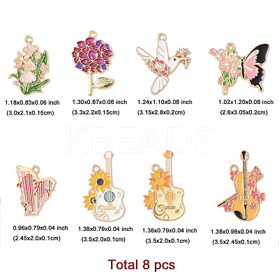 8Pcs 8 Styles Rack Plating Alloy Enamel Pendants FIND-FP0002-65-1