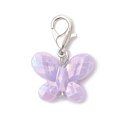 Opaque Acrylic Imitation Pearl Butterfly Pendant Decorations HJEW-JM03920-02-1