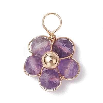 Natural Amazonite & Apatite & Rose Quartz & Amethyst & Red Agate Faceted Round Beaded Pendants PALLOY-JF03606-01-1