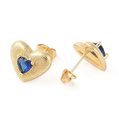Rack Plating Brass with Cubic Zirconia Stud Earrings for Women EJEW-G394-05G-04-1