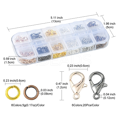 120Pcs 6 Color Zinc Alloy Lobster Claw Clasps DIY-FS0003-42-1