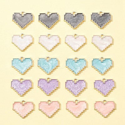 20Pcs 5 Colors Light Gold Plated Alloy Enamel Pendants ENAM-FS0001-37-1