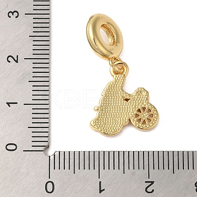 Rack Plating Brass Red Enamel European Dangle Charms KK-P279-40G-1