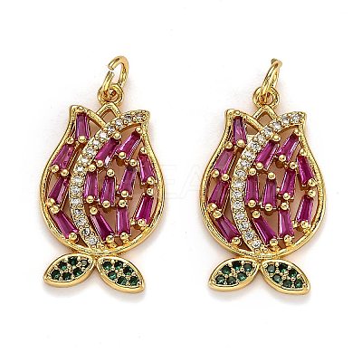 Brass Micro Pave Cubic Zirconia Pendants X-ZIRC-L100-031G-1