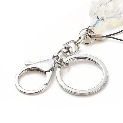 Synthetic & Natural Gemstone with Acrylic Bracelet Keychain HJEW-JM00689-1