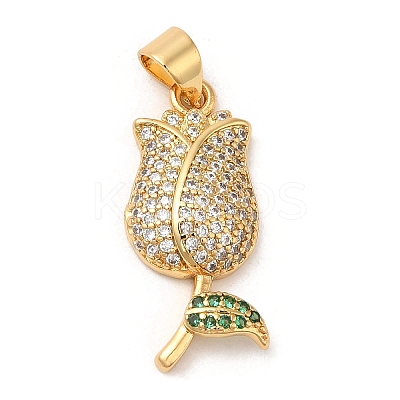 Rack Plating Brass Cubic Zirconia Pendants X-KK-D026-33G-1