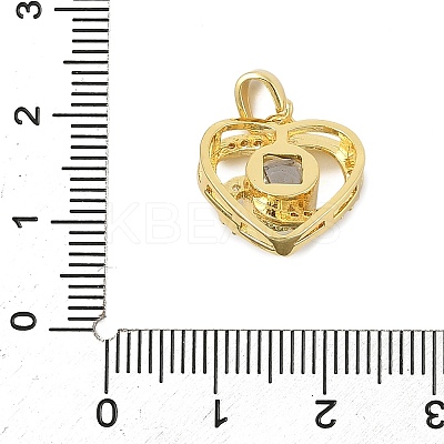 Brass Micro Pave Cubic Zirconia and Glass Pendants KK-M315-01G-03-1
