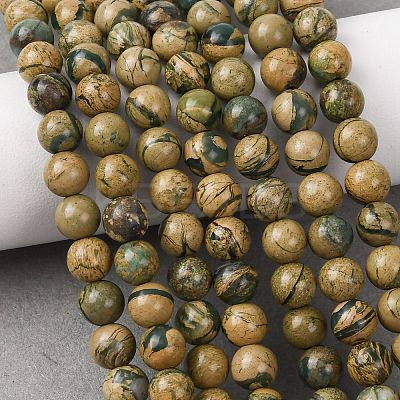 Natural Green Dragon Veins Beads Strands G-D098-A01-6mm-1