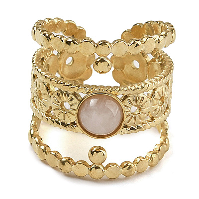 Natural Rose Quartz Finger Rings RJEW-U027-03G-08-1
