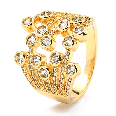 Brass Micro Pave Cubic Zirconia Finger Rings RJEW-F116-09A-G-1
