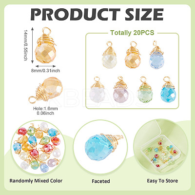 20Pcs Glass Pendants PALLOY-TA00240-1