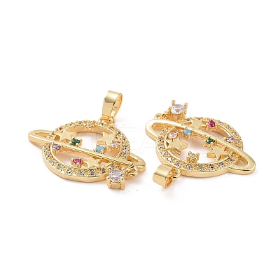 Brass Micro Pave Colorful Cubic Zirconia Pendants X-KK-E068-VC459-1