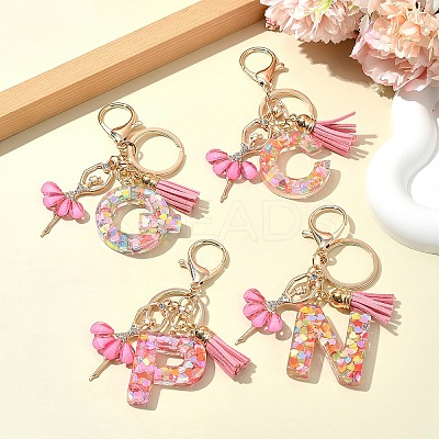 Letter A~Z Transparent Glitter Resin Pendant Keychains KEYC-FZ00024-19-1