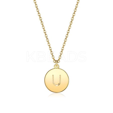 Brass Initial Pendant Necklace NJEW-BB35341-U-1