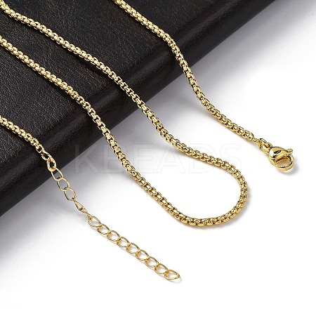 Rack Plating Brass Box Chain Necklaces for Women NJEW-A035-05G-01-1