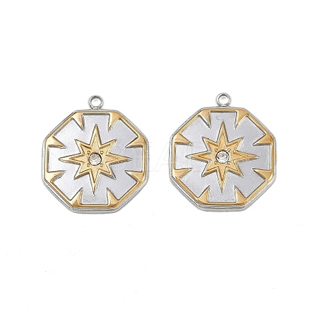 304 Stainless Steel Rhinestone Pendants STAS-L290-68GP-1