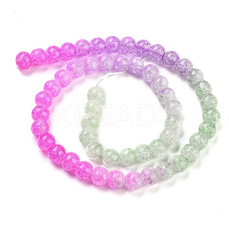 Spray Painted Crackle Glass Beads Strands DGLA-C002-8mm-08-1