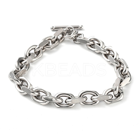 Non-Tarnish 304 Stainless Steel Cable Chains Bracelets for Men & Women BJEW-D031-03P-1