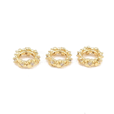 Brass Micro Pave Cubic Zirconia European Beads KK-K297-50KCG-1