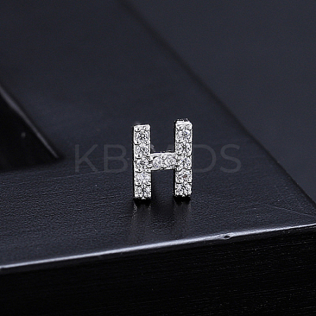 Platinum Brass Micro Pave Cubic Zirconia Stud Earrings XI6969-8-1