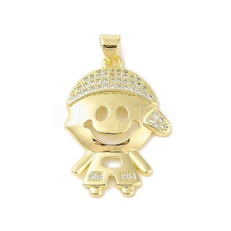 Rack Plating Brass Cubic Zirconia Pendants KK-S380-30G-02-1