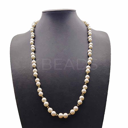 Imitation Pink Pearl with Ring Micro Pave Cubic Zircoia Necklaces VH6492-1-1