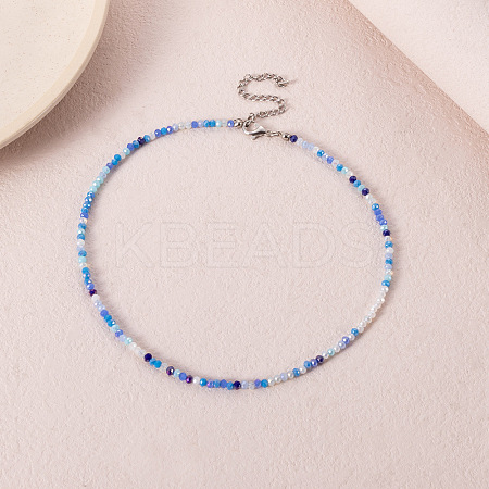 Bohemian Styles Faceted Round Glass Seed Beaded Necklaces for Women WGF25DA-02-1