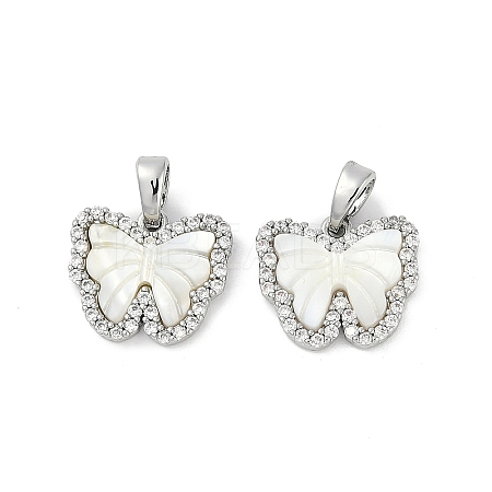 Natural White Shell Butterfly Charms KK-U043-24P-1