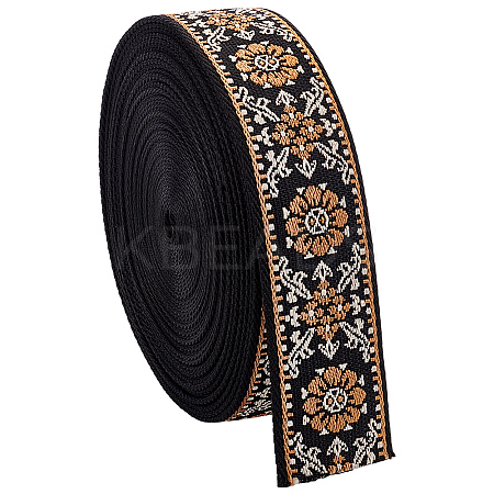 Ethnic Style Polyester Jacquard Flower Ribbon for Garment Accessories OCOR-WH0097-83A-1