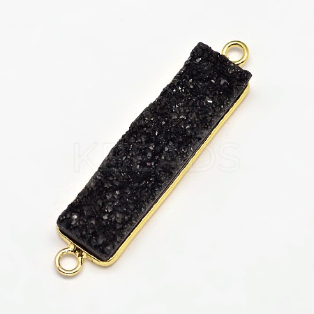 Rectangle Electroplated Natural Druzy Crystal Agate Links connectors G-A144-02E-1